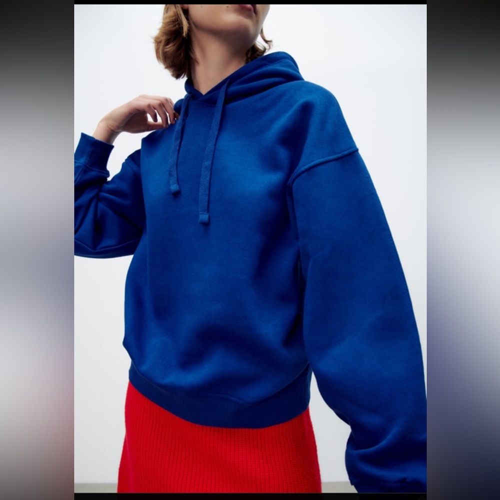Zara Blue Cropped Hoodie